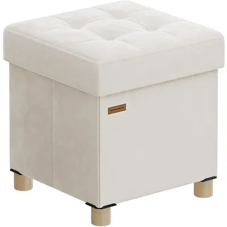 Songmics Sitzhocker mit Stauraum Samt 38 x 38 x 40 cm cappuccinobeige