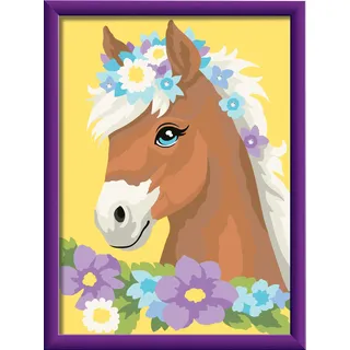 Ravensburger CreArt Pferd mit Blumen - Malen nach Zahlen ab 9 Jahre | Mit Stickern, Malset mit Rahmen, Pinsel und Acrylfarben, Geschenk für Mädchen und Jungen
