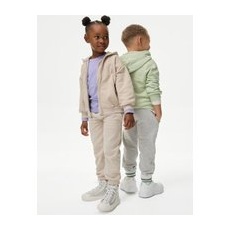 Girls,Unisex,Boys M&S Collection Cotton Rich Joggers (2-8 Yrs) - Oatmeal, Oatmeal - 3-4 Years