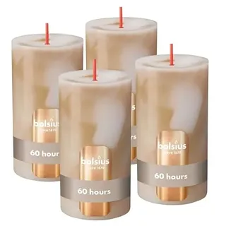 Bolsius - Stumpenkerze - Marmor - Beige - 13 cm - 4 Stück – Dekorative Kerzen – Mit natürlichem Pflanzenwachs – Ohne Palmöl