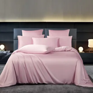 YASMENG Bambus Bettwäsche 200x200 Rosa Uni Einfarbig 50% Bambus Lyocell Bettwäsche Kühlend Weich Atmungsaktiv Seidig Langlebige Seide Bettbezug Set 3 Teilig mit Reißverschluss und 2 Kissenbezüge 80x80