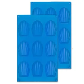 GlasFlength Madeleine Backformen Silikon, 2 PCS Madeleines Bärentatzen Backform 9 Hohlräume mit Silikonpinsel Wiederverwendbar für Madeleine Kekse Kuchen Schokolade SüßIgkeiten EiswüRfel (Blau)