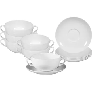 SELTMANN WEIDEN Rondo/Liane Weiß Suppentasse mit Untertassen 360 ml 6er Set