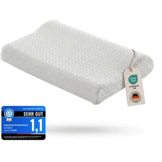 VELANIQUE® Air Comfort, Orthopädisches Nackenstützkissen, Visco Kissen, Memory Foam Kopfkissen, Nackenkissen, ergonomisch, atmungsaktiv, Frischer Schlafkomfort, Memory Schaum Kissen 11 cm hoch