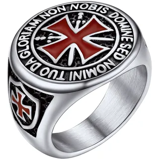 PROSTEEL Herren Edelstahl Kreuzritter Siegelring Tempelritter Statement Ring Größe 67 Biker Rapper Fingerring Modeschumck Accessoire