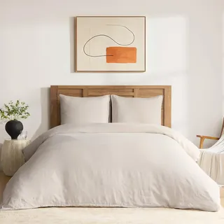 DAPU Bettwäsche (Leinen/Beige(Naturleinen), King)