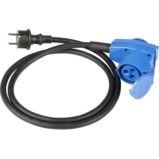 as - Schwabe Camping CEE-Adapterleitung 1,5 m - mit Schutzkontaktstecker - CEE-Winkelkupplung mit Schutzkontaktsteckdose + Klappdeckel - 230V, 16A - für Camping und Outdoor-Einsatz - IP44, 60483