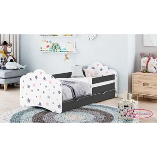 Happy Babies MOBI - Kinderbett 80x160 mit Matratze Kinderzimmer Bett mit Rausfallschutz & Bettkasten Kinder-Bett für Mädchen