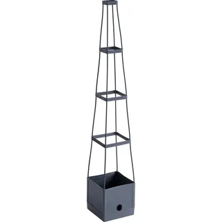 Meister Pflanzturm 150 x 25 x 25 cm - Für Tomaten & Rankgewächse - Mit Rankhilfe - 2,5 L Wassertank als Bewässerungssystem - Höhe einstellbar / Tomatenpflanzturm / Rankgitter / Tomatenturm / 9970500, Anthrazit