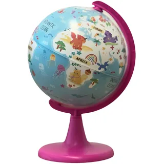 TOPGLOBE 15cm Globus "Einhorn-Abenteuer“ mit 54 Puzzleteilen. Drehen, Spinnen, Spielen, etwas über Einhörner und Länder auf der Erde herausfinden.