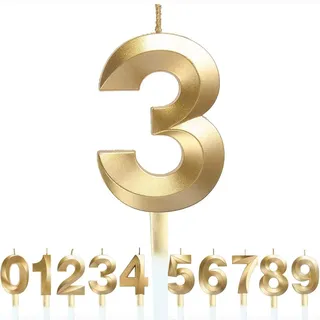 Geburtstagszahl Kerzen 3D Form Geburtstagstorte Kerzen Gold Glitter Geburtstagskerzen Dekorative Dekoration für Geburtstag Jubiläum Hochzeit Abschlussfeier