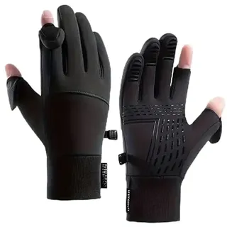 2XK-NOV 1 Paar wind- und wasserdichte warme Handschuhe (Handflächenbreite <11 cm) mit fingerkappe, Touchscreen-Handschuhe, fingerlose,geeignet zum Laufen, Radfahren, Fahren, Angeln, Unisex