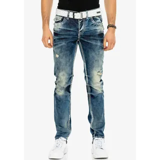 Cipo & Baxx Straight-Jeans mit Destroyed Effekt und vielen Details, blau
