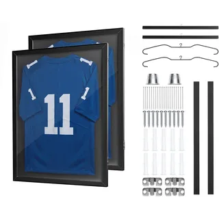 VEVOR 2 x Trikotrahmen 590 x 795 mm, Holz-Trikot-Bilderrahmen mit PC-Platte und 98 % UV-Schutz, Objektrahmen mit Aufhänger & Magnetverschluss für Baseball-, Basketball-, Football- und Hockeytrikots