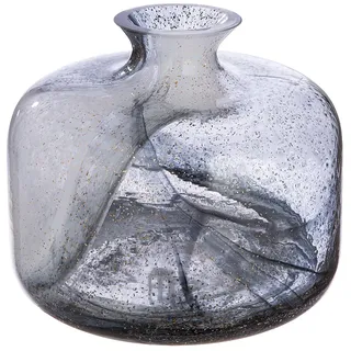 Gilde Kragenvase, Fumo Glas, schwarz, weiß, VE 1, H. 18.5 cm, D. 22 cm 53270