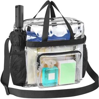 REFORUNG Transparente Tasche Schultertasche Handtasche Umhängetasche Durchsichtige Waschtasche Kulturtasche PVC Reisetasche Tragetasche Wasserdicht Einkaufstasche Clear Bag mit Griff für Reisen Arbeit