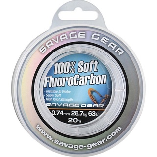 Savage Gear Soft Fluorocarbon Schnur 0,60mm 20m 21,6kg Angelschnur monofil, Fluoro Carbon Schnur, Vorfachschnur, Leader für Vorfächer