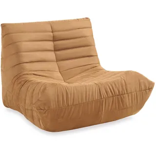 [en.casa] Bodensessel Kodsø Mikrofaser 90 x 75 x 100 cm Braun mit Hocker