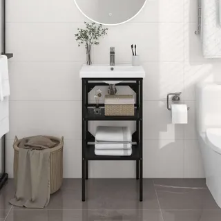 The Living Store Badezimmer Waschtischgestell Schwarz 40x38x83 cm Eisen - Schwarz