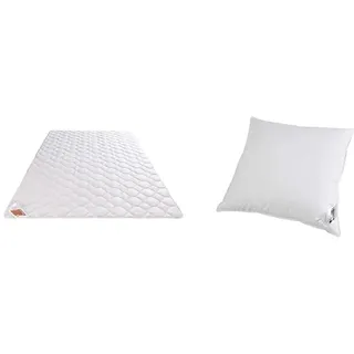 Böhmerwald Natur Wildseidendecke, allergikergeeignet, 100% Wildseide, Füllgewicht: 700gr., Größe: 155x220 cm & Exclusiv Dreikammer-Kopfkissen, Füllgewicht: 800 + 200 g, 80 x 80 cm