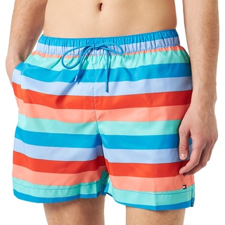 Tommy Hilfiger Herren Badehose Medium Drawstring Print Lang, Mehrfarbig (Muw Bold Stripe Multi), L