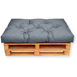 4L Textil Palettenkissen waschbar Palettenauflagen Europaletten Sitzkissen Rückenlehne wetterfest (Sitzkissen 120x40 cm, Dunkelgrau Uv-beständig) - Dunkelgrau