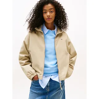 Blouson TOMMY JEANS "TJW REG ZIP COTTON JACKET EXT", Damen, Gr. L (40), silt, Web, Obermaterial: 100% Baumwolle, unifarben, hüftlang, elastischer Bund, Jacken Blouson