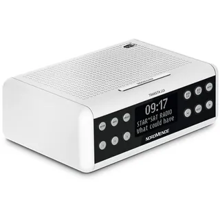 Nordmende Transita 115 – Digital-Radiowecker (DAB+/UKW Uhrenradio mit doppeltem Alarm, Sleep Timer, Snooze-Funktion, dimmbares OLED-Display mit Uhrzeit- und Infoanzeige, 3 Watt) weiß