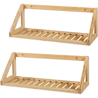 [en.casa] Wandregal-Set 2 Tlg. Gjerdrum , Naturfarben , Naturmaterialen , Bambus , 15x15x43 cm , Wohnzimmer, Regale, Wandregale