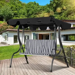 Jiubiaz Sonnendach ersatzdach Oxford-Stoff Hollywoodschaukel Gartenschaukel 210x145cm Anthrazit - Grau