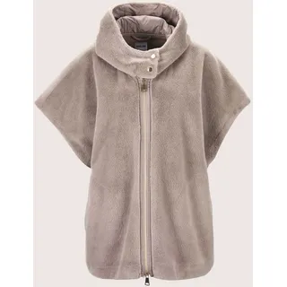 Cape MADELEINE "Poncho-Jacke Webpelz-Poncho mit Kapuze", Damen, Gr. 40, beige (cappuccino), Obermaterial: 100% Polyester PES., Modern, normal, Jacken Cape