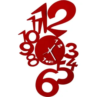 Lupine-Wanduhr, modernes Design, Rot - hergestellt in Italien, Stahl, Ø 50 cm, minimalistischer Stil für Wohnzimmer, Küche, Büro - Kunst und Handwerk - Rot