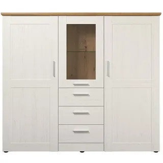 trendteam Highboard Shade 159 x 140 x 41 cm weiß / eiche