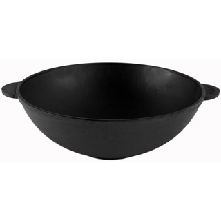 4BIG.fun Wokpfanne 3,7 L Gusspfanne - Asia Wok Ø28cm Gusseisen, Bratpfanne Wok aus Gusseisen, Schmortopf Induktion Wok-Pfanne - Kazan Grill Pow-Wok induktionsgeeignet