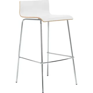 Moderner Designer Barhocker mit Lehne weiß Barstuhl Tresenhocker für Kücheninsel