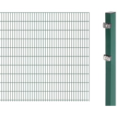 Alberts 641450 Doppelstabmattenzaun als Zaun-Komplettset | verschiedene Längen und Höhen | kunststoffbeschichtet, grün | Höhe 203 cm | Länge 2,5 m