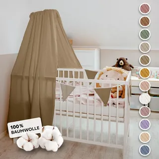 lilimaus Betthimmel Babybett in 12 Farben [inkl. Himmelstange] | Himmel Babybett aus 100% Baumwolle Musselin - Betthimmel Mädchen & Jungen - Himmelbett Vorhänge mit Stange - Babyzimmer Deko