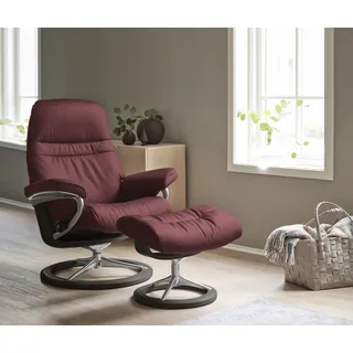 Fußhocker STRESSLESS "Sunrise", rot (bordeaux batick), B:57cm H:42cm T:40cm, Leder BATICK: BATICK ist ein leicht korrigiertes, durchgefärbtes und genarbtes Möbelleder, bei dem die meisten Unebenheiten und Spuren in der Regel entfernt wurden.;Leder PALOMA: PALOMA ist ein durchgefärbtes Semianilin-Möbelleder mit natürlicher Narbung.;ROHLEDER Stoff Q2 FARON: Ein fester zuverlässiger Bouclé mit einem strukturierten Aussehen und einer komfortablen Oberfläche (100% Polyester im Flor, Grundgewebe: 50% Polyester,