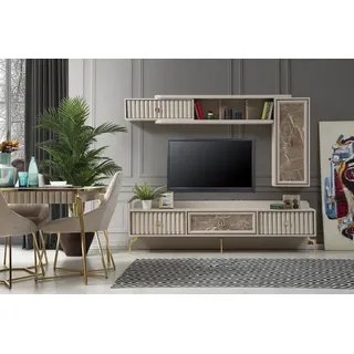 Wohnzimmer Wohnwand Designer Moderne Luxus JVmoebel - Beige