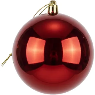 Shatchi 20 cm große, dunkelrote Weihnachtskugel, PVC, bruchsicher, glänzende Oberfläche, Festliche Weihnachtsbaum-Hängedekoration, rundes Ornament für Urlaub, Heimdekoration