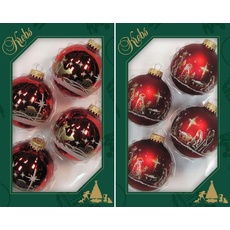 Bild von Weihnachtsbaumkugel »Heilige Nacht, Weihnachtsdeko rot, Christbaumschmuck«, Set 8 St.), hochwertige Christbaumkugeln aus Glas, mundgeblasen,