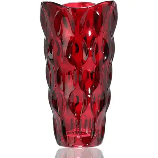 CEMABT 24 cm Blumenvase 3.4 lbs Thickened Vase für Tulpen- Geschenke für Mama zum Geburtstag,Geschenkideen Mutter Glasvase für Blumen Klarglasvase Dekorativ für Hochzeiten(Rot)