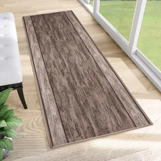 TAPISO Anti Rutsch Teppich Läufer rutschfest Brücke Meterware Modern Taupe Meliert Verwischt Streifen Design Flur Küche Wohnzimmer Diele 100 x 300 cm
