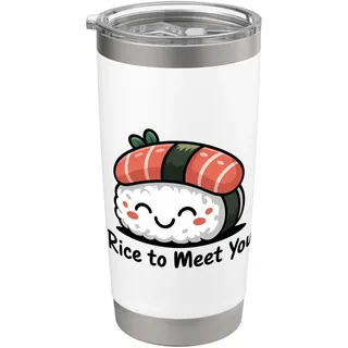 Rice To Meet You Lustiges Zitat für Essensliebhaber Doppelwandiger Edelstahl-Thermobecher