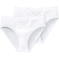 Schiesser Damen Slip Tai, 2er Pack, Gr. 50 (Herstellergröße: 050), Weiß (weiss 100)