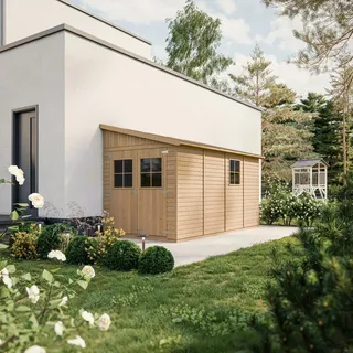 TIMBELA Anbau-Gartenhaus 2,44 x 2,11 m Beige