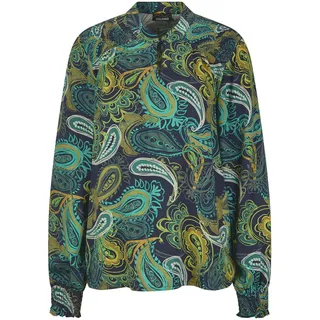 Schlupfbluse GOLDNER "Viskose-Satin-Bluse mit Paisley-Muster", Damen, Gr. 40, grün (smaragd, gemustert), Obermaterial: 100% Viskose CV., Modisch, Blusen Schlupfbluse, Paisley-Muster