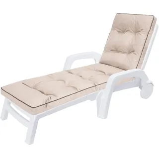 HOBBYGARDEN Auflagen für Deckchair, Liegenauflage, Gartenliege Auflage 201x55x8 cm Bequeme Polsterauflage für Sonnenliege, Liegestuhl, Kissen in Beige