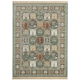 Steffensmeier Kurzflor Teppich Riad | Wohnzimmer | Orient | Pflegeleicht | Felder Grün, Größe: 195x300 cm