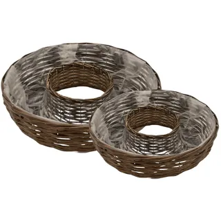 Pflanzringe zum Bepflanzen 2er-Set Weidenkranz Pflanzkorb Blumentopf Gartendeko